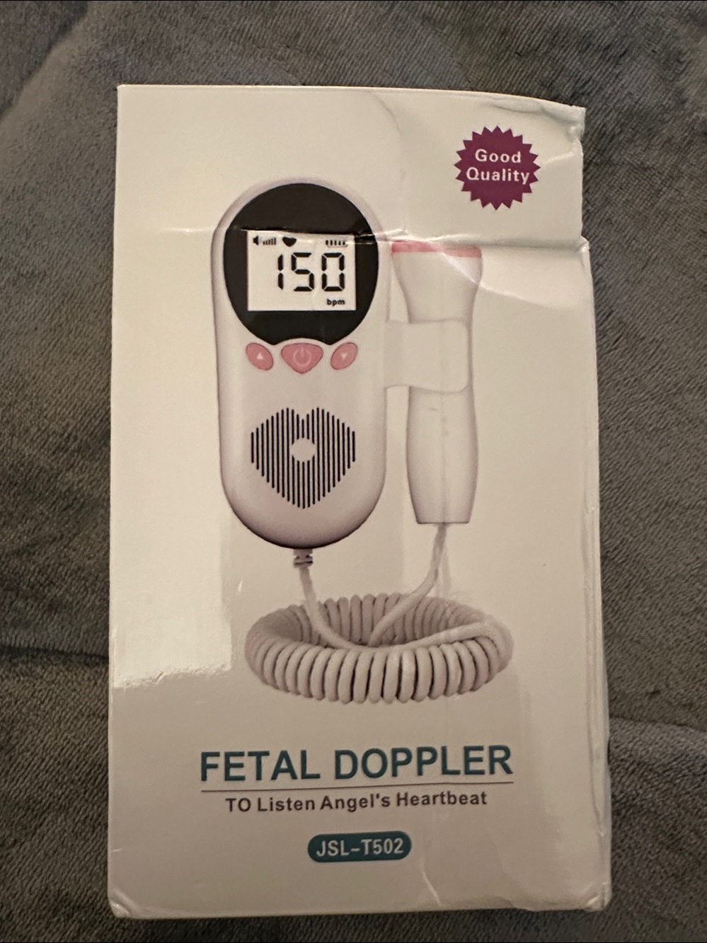 IMEX White and Pink Fetal Doppler - Portable Prenatal Heartbeat Monitor